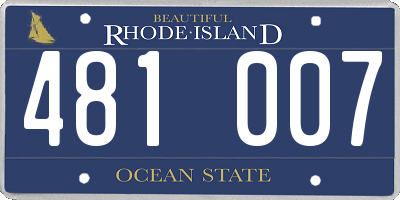 RI license plate 481007