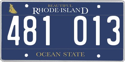 RI license plate 481013