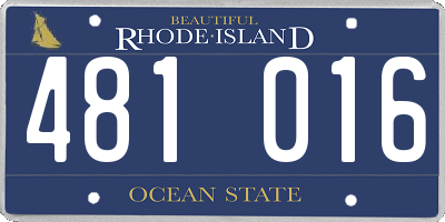 RI license plate 481016