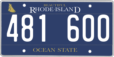 RI license plate 481600