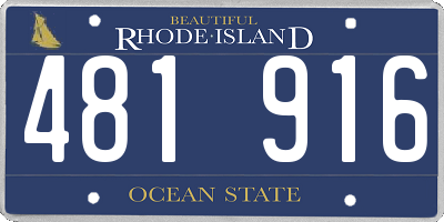RI license plate 481916