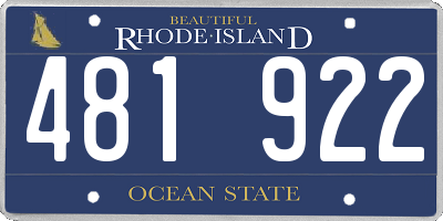 RI license plate 481922