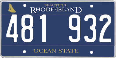 RI license plate 481932