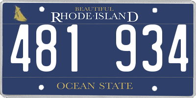 RI license plate 481934