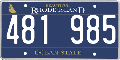 RI license plate 481985