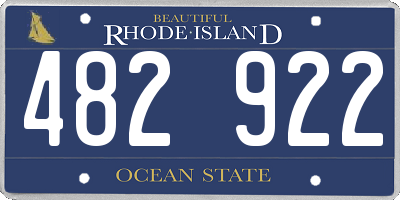 RI license plate 482922