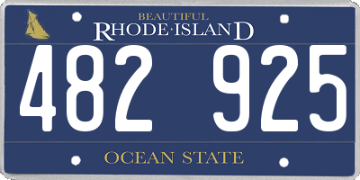 RI license plate 482925