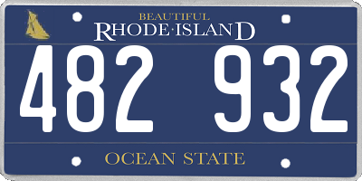 RI license plate 482932