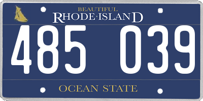 RI license plate 485039