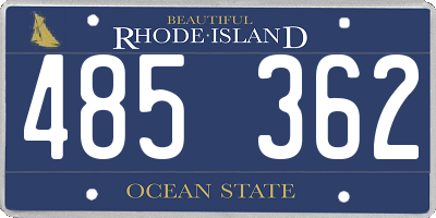 RI license plate 485362