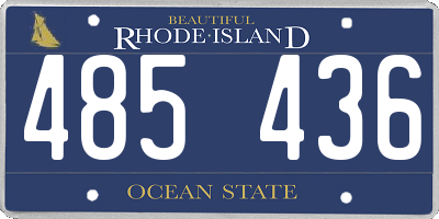 RI license plate 485436