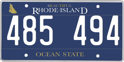 RI license plate 485494