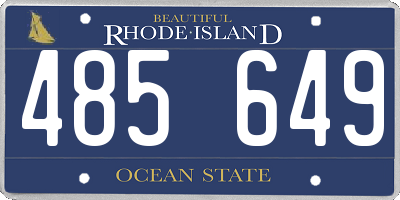 RI license plate 485649