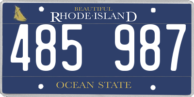 RI license plate 485987
