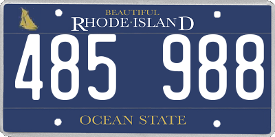 RI license plate 485988