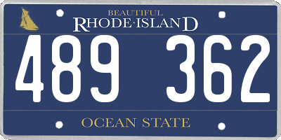 RI license plate 489362