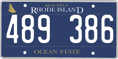 RI license plate 489386