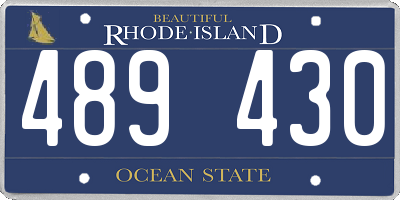 RI license plate 489430