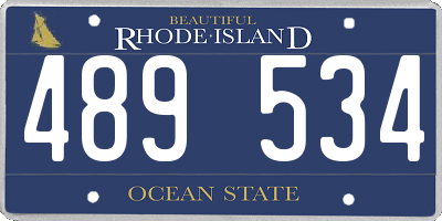 RI license plate 489534