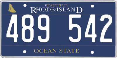 RI license plate 489542