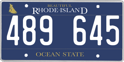 RI license plate 489645