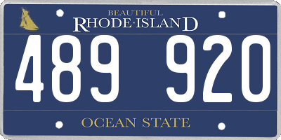 RI license plate 489920