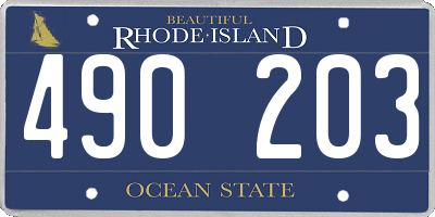 RI license plate 490203