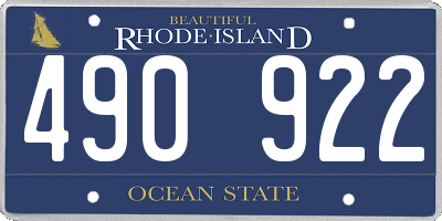 RI license plate 490922