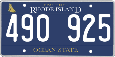 RI license plate 490925