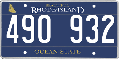 RI license plate 490932