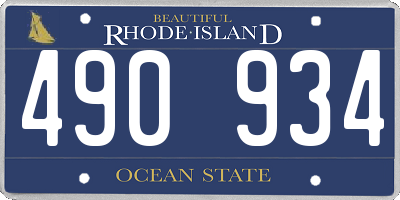 RI license plate 490934