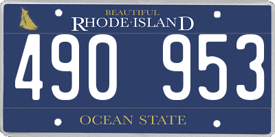RI license plate 490953