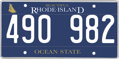 RI license plate 490982