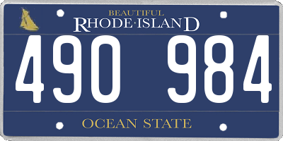 RI license plate 490984