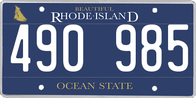 RI license plate 490985