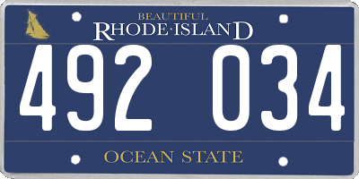 RI license plate 492034