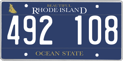 RI license plate 492108