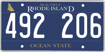 RI license plate 492206