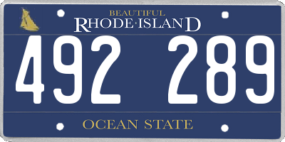 RI license plate 492289