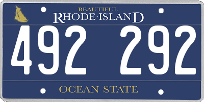 RI license plate 492292