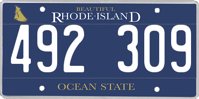 RI license plate 492309