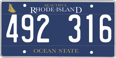 RI license plate 492316