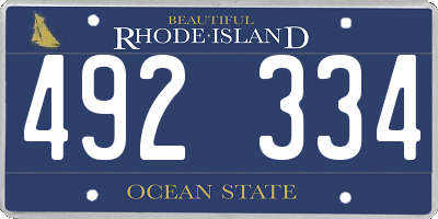 RI license plate 492334