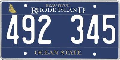 RI license plate 492345