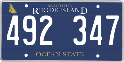 RI license plate 492347