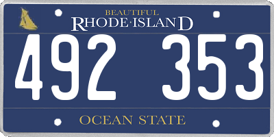 RI license plate 492353