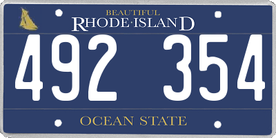 RI license plate 492354