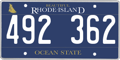 RI license plate 492362