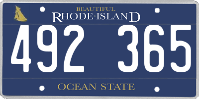 RI license plate 492365