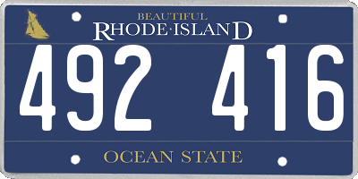 RI license plate 492416